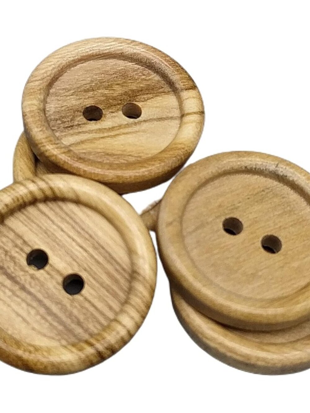 Olive Wood Buttons - 2 Holes / 5 Sizes - 12, 15, 18, 20 y 25 mm - Manufactured i